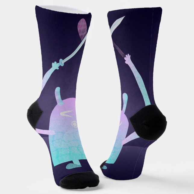 Cute Little Blue Monster Socks (Angled)