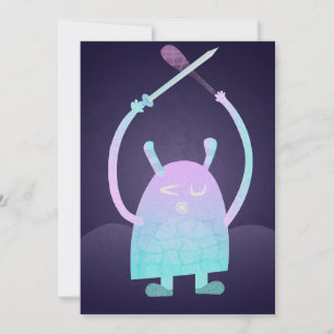 Cute Little Blue Monster Thank You Card