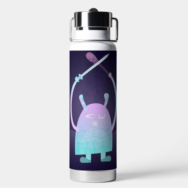 Cute Little Blue Monster Water Bottle (Back)