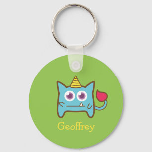 Cute Little Blue Monster with Horn for kids Key Ring