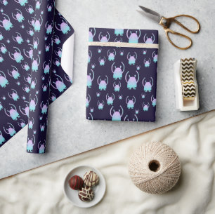 Cute Little Blue Monster Wrapping Paper