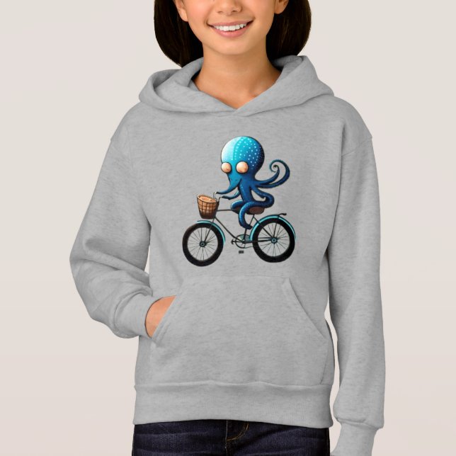 Cute little blue octopus on a bicycle (Front)