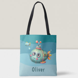 Cute Little Blue Submarine Tote Bag