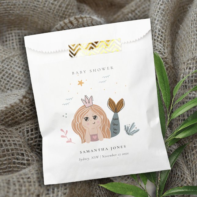 Cute Little Blush Sea Mermaid Girl Baby Shower Favour Bag (Creator Uploaded)