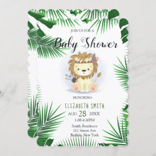 Cute Little Boho Lion Baby Boy Shower Invitation