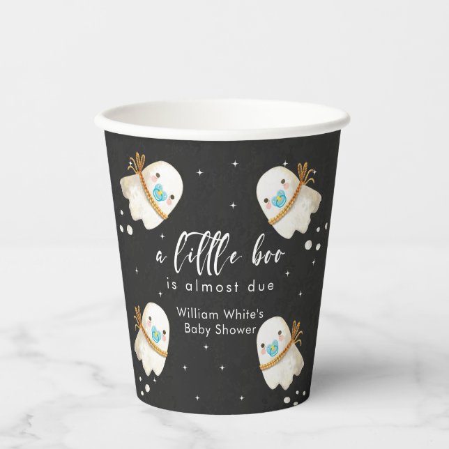 Cute Little Boo Baby Ghost Halloween Fall  Paper Cups (Front)