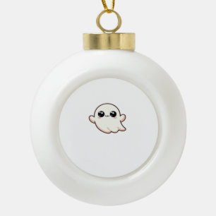 Cute Little Boo Basic Clean Ceramic Ball Christmas Ornament