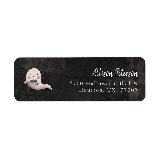 Cute Little Boo Bow Tie Ghost Return Address Label (Front)