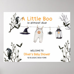 Cute Little Boo Clothesline Baby Shower Welcome Poster