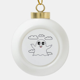 Cute Little Boo Creative Style Ceramic Ball Christmas Ornament