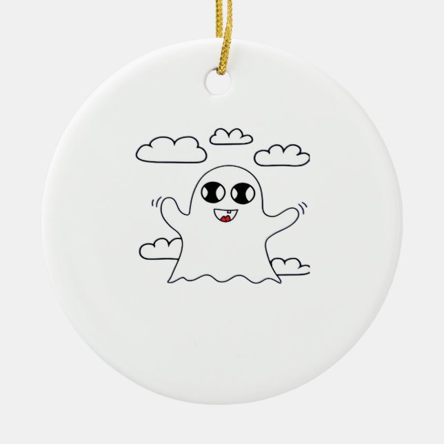 Cute Little Boo Creative Style Ceramic Ornament (Front)