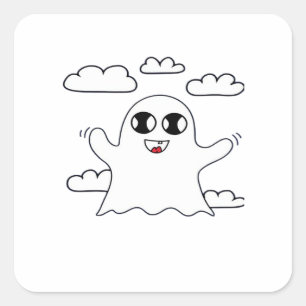 Cute Little Boo Creative Style Square Sticker