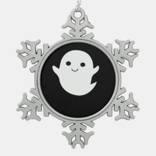 Cute Little Boo Fitted Snowflake Pewter Christmas Ornament