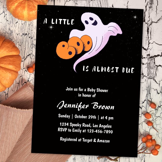 Cute Little Boo Ghost Halloween Baby Shower Invitation (Creator Uploaded)