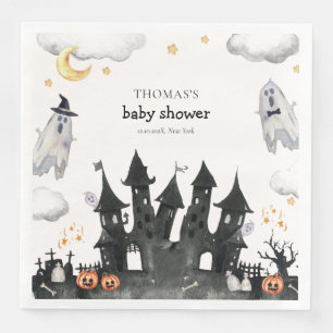 Cute Little Boo Ghost House Baby Shower Napkin