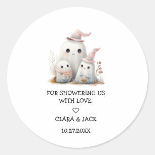 cute little boo girl First Halloween Baby shower Classic Round Sticker