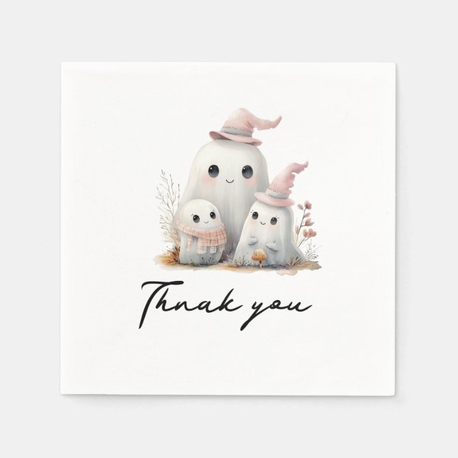 cute little boo girl First Halloween Baby shower Napkin (Front)