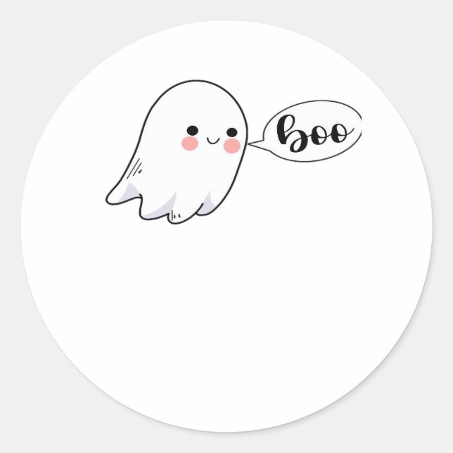 Cute Little Boo Graphic Cool Aesthetic Classic Round Sticker (Front)