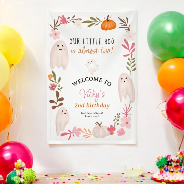 Cute Little Boo Halloween 2nd Birthday Welcome Banner (Cute Little Boo Halloween 2nd Birthday Welcome Banner)
