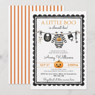 Cute Little Boo Halloween Baby Shower Invitation