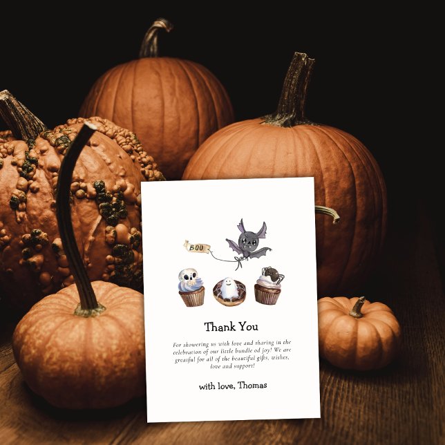 Cute Little Boo Halloween cupcake Baby Shower Thank You Card (Cute Little Boo Halloween cupcake Baby Shower Thank You Card)