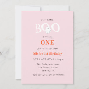 Cute Little Boo Halloween Ghost Girl 1st Birthday  Invitation