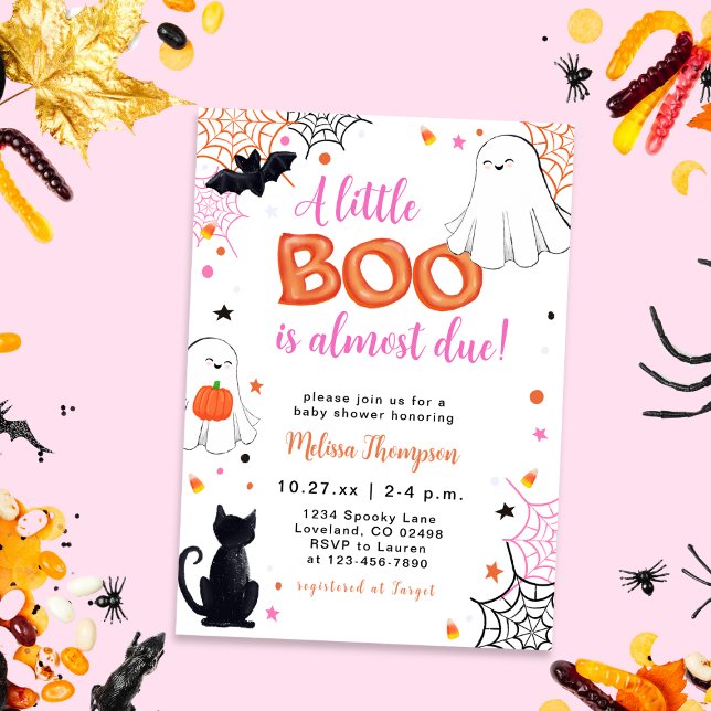 Cute LIttle Boo Halloween Girl Baby Shower Invitation (Creator Uploaded)