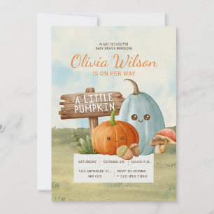 Cute Little Boo Halloween Pumpkin Baby Shower Invitation