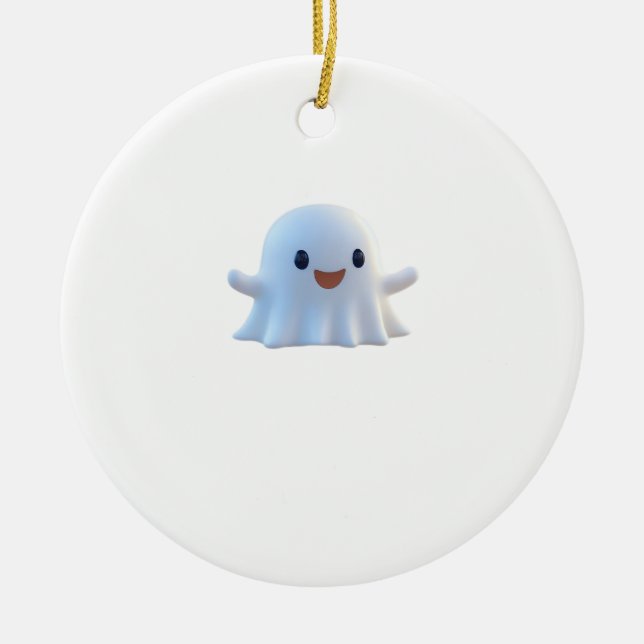Cute Little Boo Retro Graphic Ceramic Ornament (Front)