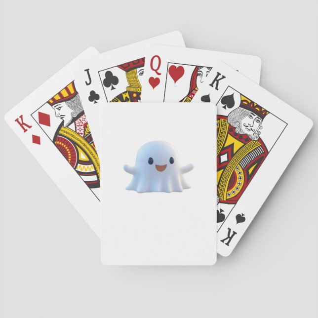 Cute Little Boo Retro Graphic Playing Cards (Back)