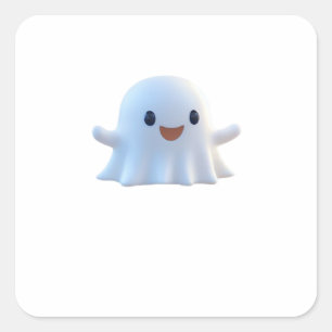 Cute Little Boo Retro Graphic Square Sticker