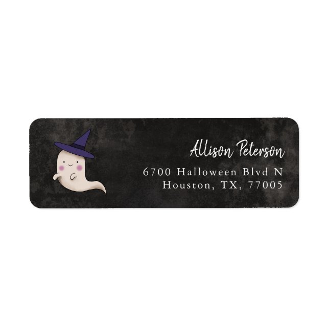 Cute Little Boo Witch Ghost Return Address Label (Front)