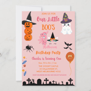 Cute Little Boos First Halloween Birthday Party Invitation