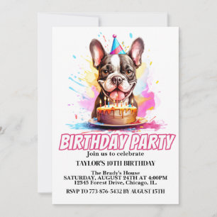 Cute Little Boston Terrier Birthday Party Invitation