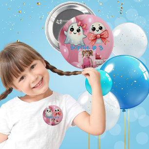 Cute Little Bow Ghost Halloween Birthday Photo 6 Cm Round Badge