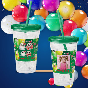 Cute Little Bow Ghost Halloween Birthday Photo Acrylic Tumbler