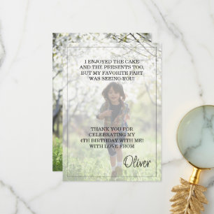 Cute little boy photo birthday thank you card