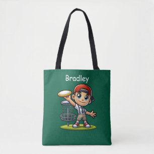 Cute Little Boy Playing Disc Golf Personalised Tote Bag