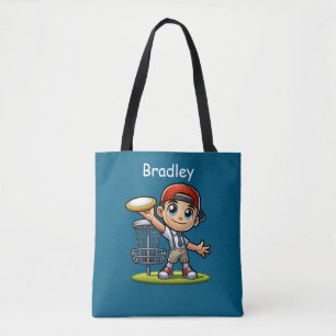 Cute Little Boy Playing Disc Golf Personalised Tote Bag