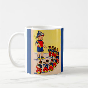 cute little boy with toy soldiers coffee mug