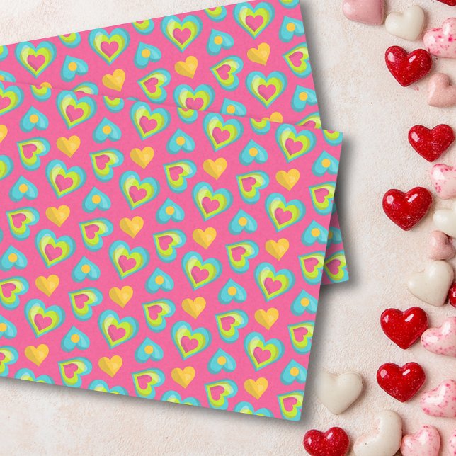 Cute Little Bright Hearts Valentine's day Tissue Paper (Creator Uploaded)