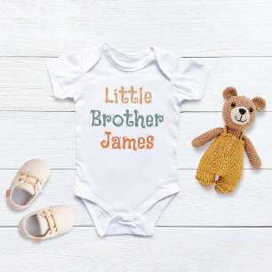 Cute Little Brother Colourful Monogram Boys Baby Bodysuit