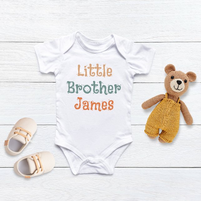 Cute Little Brother Colourful Monogram Boys Baby Bodysuit (Creator Uploaded)