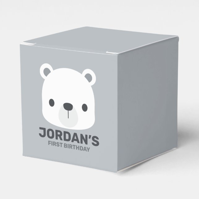 Cute Little Brown Bear Birthday  Favour Box (Front Side)