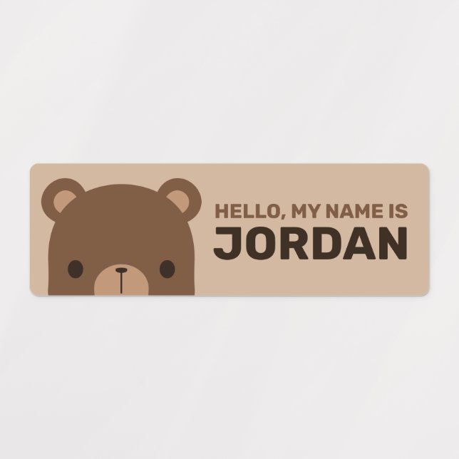 Cute Little Brown Bear with Personalised Name (Design 1)