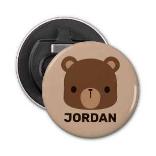 Cute Little Brown Bear with Personalised Name Bottle Opener