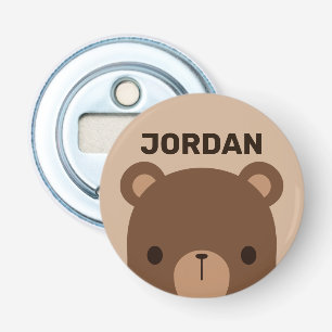 Cute Little Brown Bear with Personalised Name Bottle Opener