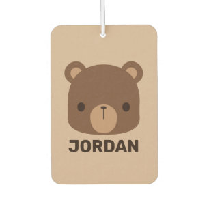 Cute Little Brown Bear with Personalised Name Car Air Freshener