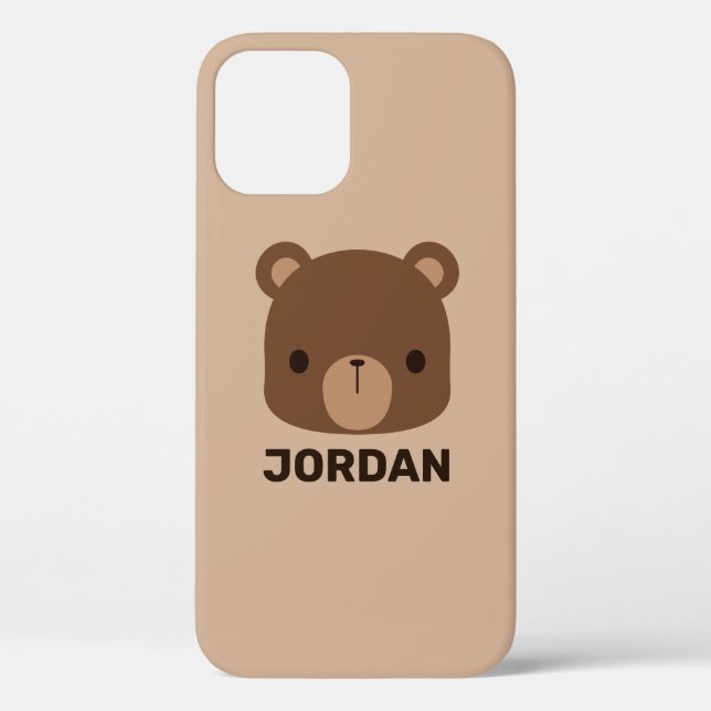 Cute Little Brown Bear with Personalised Name Case-Mate iPhone Case (Back)