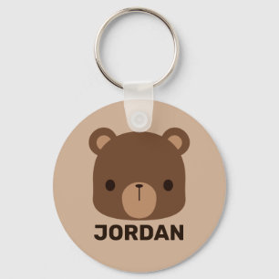Cute Little Brown Bear with Personalised Name Key Ring